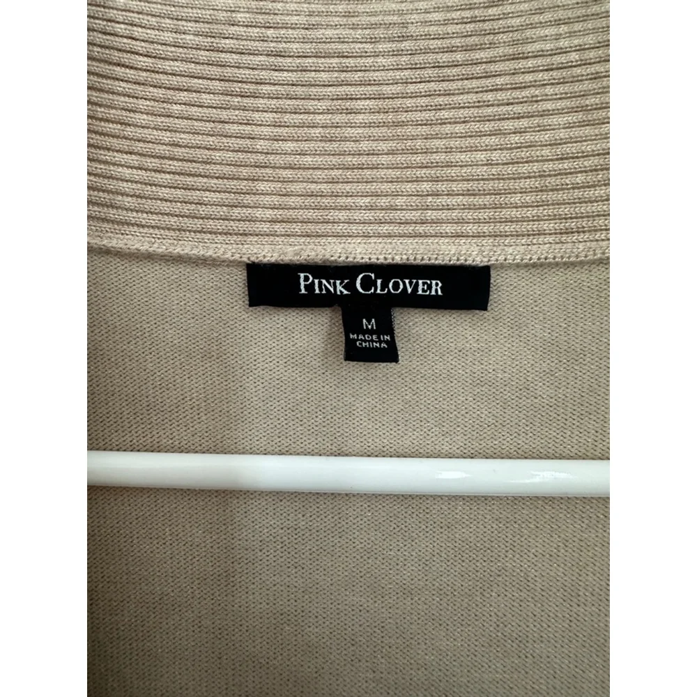 Women's Pink Clover Oatmeal Beige Cardigan - Picture 2 of 6